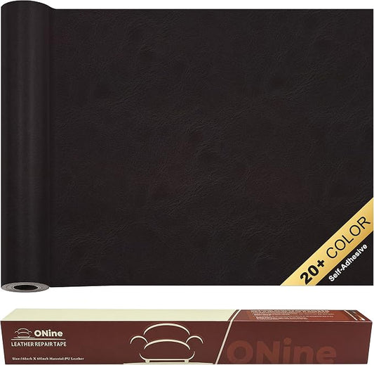 ONine Leather Repair Patch, Self-Adhesive Couch Patch, Multicolor Available Scratch Leather 16X60 Inch Peel and Stick for Sofas(Chocolate Brown)
