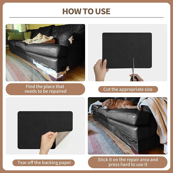 ONine Leather Repair Patch，Self-Adhesive Couch Patch，Available Anti Scratch Leather 5”X7.9”(12.7cm x 20cm) Peel and Stick for Sofas, Car Seats Hand Bags Jackets(Pearl White)