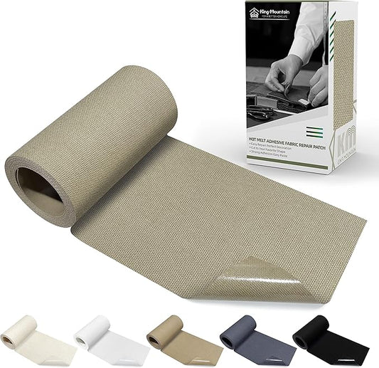 KING MOUNTAIN Canvas Iron on Patch,3"×60",Waterproof 100% Cotton Fabric Repair Patch,Used for Various Sofa,Tent,Clothes,Seats,Suitcases (Khaki)