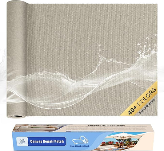 KING MOUNTAIN Canvas Repair Tape,Outdoor Gear Patch, 12×60 Inches,Waterproof,Self-Adhesive for Repairing Boat Covers,Sun Shades,Sofas,Tents,Lounge Chairs,Awnings (Grey2.0)