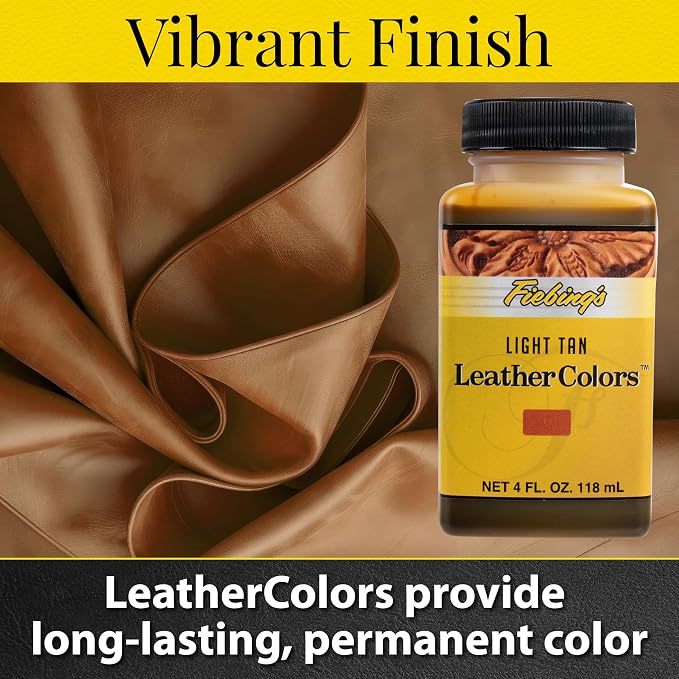 Fiebing's LeatherColors (4 Fl Oz, Light Tan) - Leather Dye for Natural Leather - Water-Based, Non-Flammable Formula - Permanent & Penetrating Color for Shoes, Boots, Furniture - Safe for Institutions