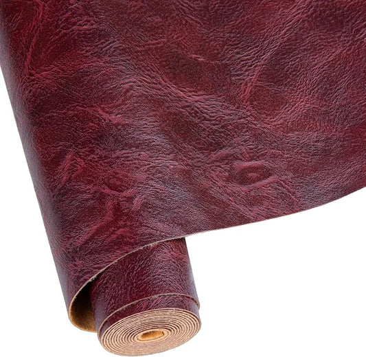 Faux Leather Fabric Sheet, 12 x 54 Inches, Texture Synthetic Material for DIY Crafts, Leather earings,Upholstery, Automotive, Sofa Projects Individual 1 Yard Cut (Burgundy, 1/3 Yard)