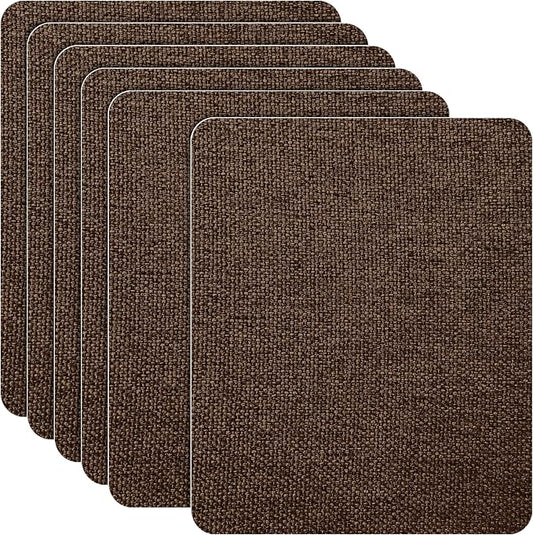 Azobur Coarse Linen Repair Patches, 6 Piece Self-Adhesive Linen Fabric Patches, Multi Color, Can be Used for Linen Sofa Repair and Linen Clothes Repair, Quick Fix Sofa.(Dark Brown)