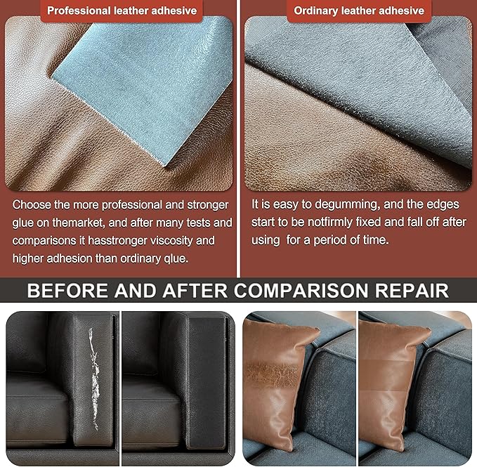 Leather Repair Patch Tape Kit, Self Adhesive Leather Repair for Furniture, Couch, Sofa, Car Seats,Office Chair,Vinyl Repair Kit.3.1inx60in