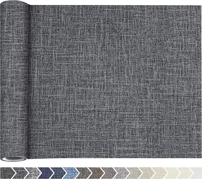 KING MOUNTAIN Fine Linen Fabric Patches, Self-Adhesive, 12x40 inch, Multi Color, for Linen Sofa (Dark Grey 3.0)