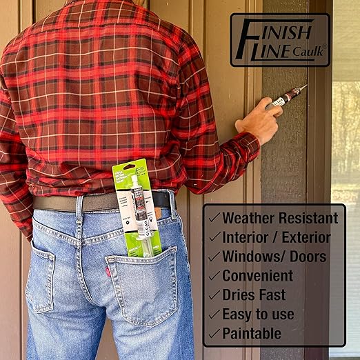 – Acrylic Urethane Elastomeric Sealant – Pre-Filled Precision Caulk Gun – Clear – 1 oz Tube – Flexible & Durable Sealant for Trim, Baseboards, and Small Cracks *Dries Translucent
