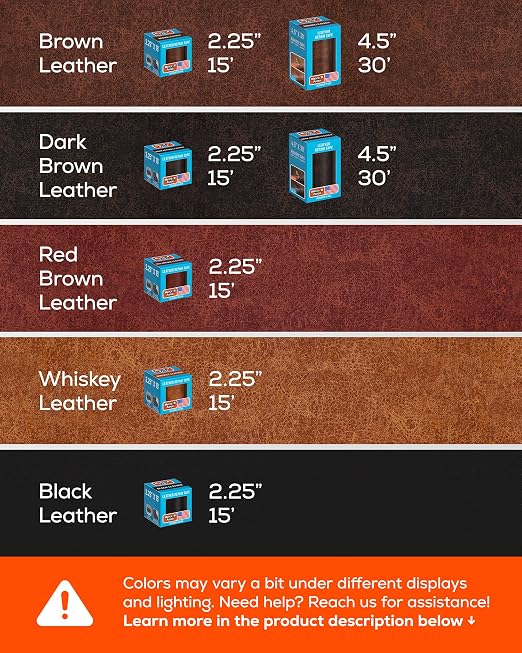 MATCH 'N PATCH Dark Brown Leather Repair Tape, 4.50" x 30' for Furniture | Realistic Faux Leather Patches for Couch, Sofa, Upholstery, Car Seat & Other Furniture, Vinyl Repair Kit, Self Adhesive Patch