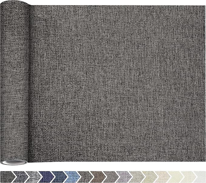 KING MOUNTAIN Coarse Linen Repair Patches, Self-Adhesive, 12x40 Inch, Dark Grey, Polyester, Washable, for Linen, Nylon, Cotton, Leather