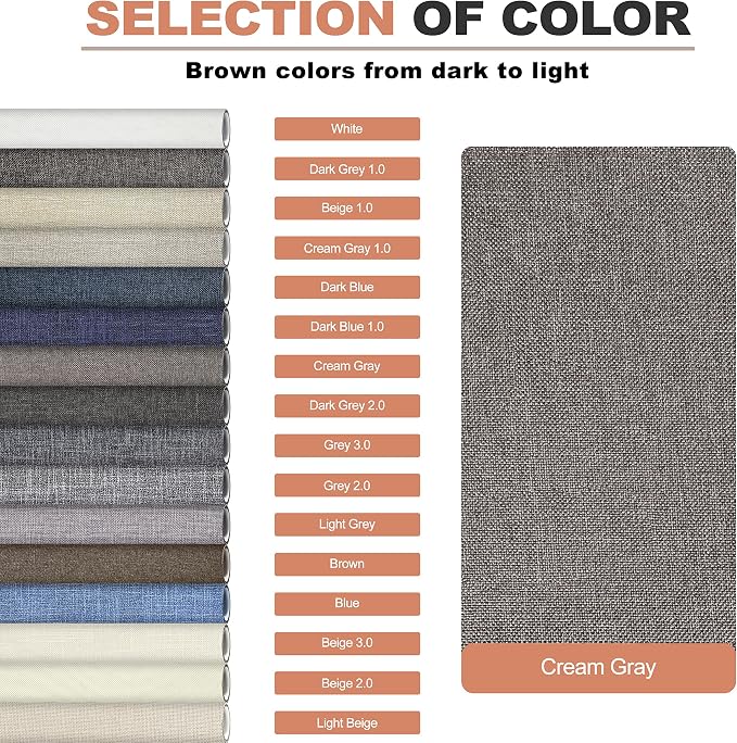 KING MOUNTAIN Fine Linen Repair Patches, Self-Adhesive Linen Fabric Patches, 12X40 inch Extra Size, Multi Color, Can be Used for Linen Sofa Repair(12" x 40",Cream-Gray)