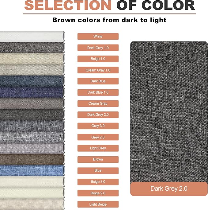 KING MOUNTAIN Fine Linen Repair Patches, Self-Adhesive Linen Fabric Patches, 12X40 inch Extra Size, Multi Color, Can be Used for Linen Sofa Repair (12" x 40",Dark Grey 2.0)