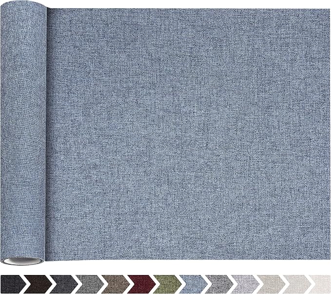 Fine Linen Repair Patches, Self-Adhesive Linen Fabric Patches, 12X40 inch Extra Size, Multi Color, Can be Used for Linen Sofa Repair (12" x 40",Blue Grey)