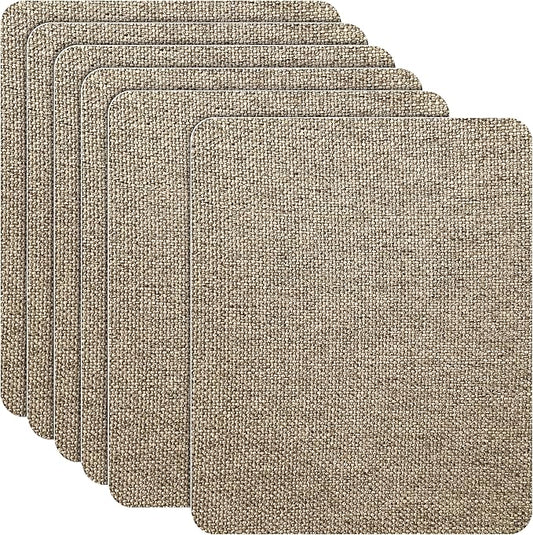 Azobur Coarse Linen Repair Patches, 6 Piece Self-Adhesive Linen Fabric Patches, Multi Color, Can be Used for Linen Sofa Repair and Linen Clothes Repair, Quick Fix Sofa.(Khaki)