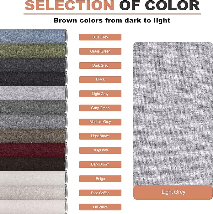KING MOUNTAIN Fine Linen Repair Patches, Self-Adhesive Linen Fabric Patches, 12X40 inch Extra Size, Multi Color, Can be Used for Linen Sofa Repair (12" x 40", Light Grey 3.0)