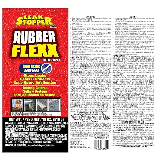 Leak Stopper Rubber Flexx – 18oz Waterproof Repair & Sealant Spray - Point & Spray to Seal Cracks, Holes, Leaks, Corrosion & More | Black – 3 cans