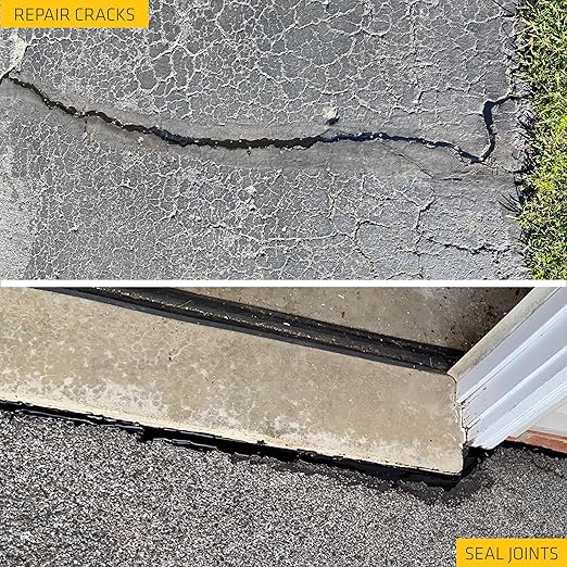 SIKA Sikaflex-410 Asphalt Sealant, Black, Self-Leveling Hybrid Sealant for Filling Cracks in Asphalt Driveways, Roadways, and Pavements - 9 fl. oz. Cartridge, Fills Cracks up to 1.5 in. Wide