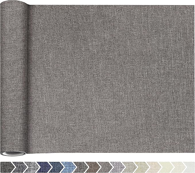 KING MOUNTAIN Fine Linen Repair Patches, Self-Adhesive Linen Fabric Patches, 12X40 inch Extra Size, Multi Color, Can be Used for Linen Sofa Repair(12" x 40",Cream-Gray)