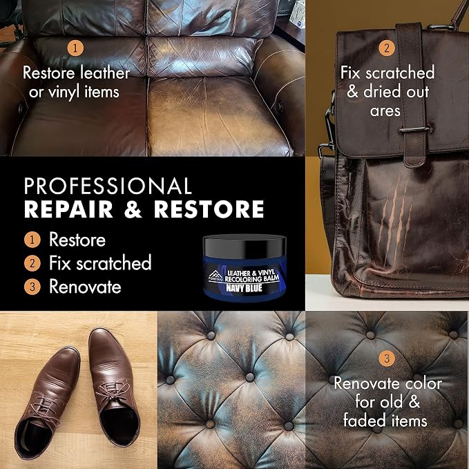 FORTIVO Leather Recoloring Balm, Color Restorer, Scratch Remover, Couch Paint and Repair, Leather Balm for Couches