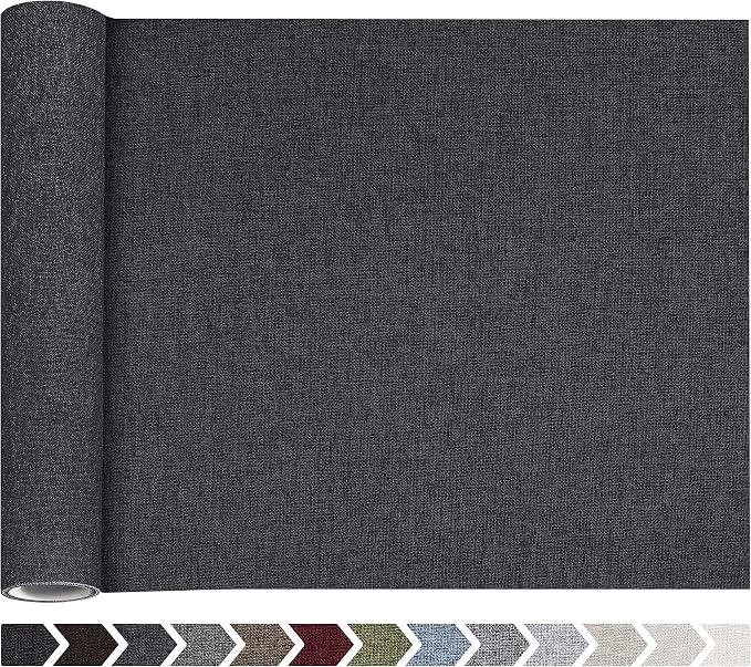 Fine Linen Fabric Patches, Self-Adhesive, Extra Large 12x40 inch, Multi Color, for Sofa & Furniture Repair (Dark Grey)