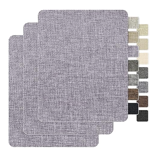 BESEZX Linen Fabric Repair Patch，3 PCS 9 * 11 Inch Self-Adhesive Couch Fabric Patch for Furniture, Sofa, Chair, Upholstery. (Coarse,Light Grey)