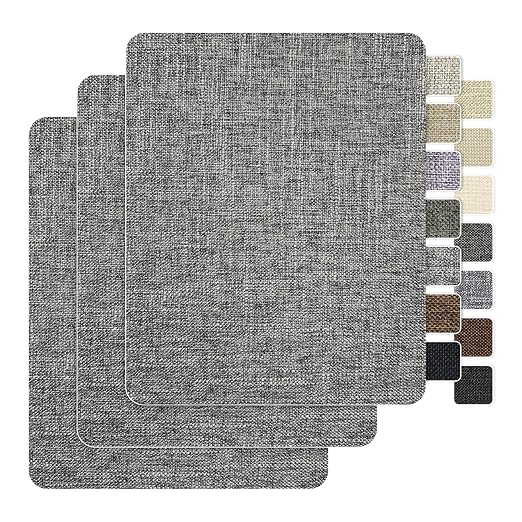 BESEZX Linen Fabric Repair Patch，3 PCS 9 * 11 Inch Self-Adhesive Couch Fabric Patch for Furniture, Sofa, Chair, Upholstery. (Coarse,Charcoal Gray1.0)