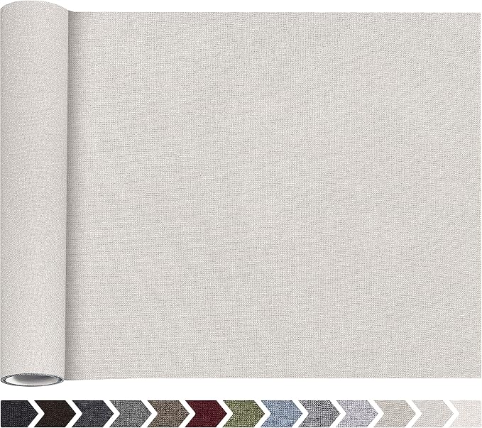 Fine Linen Fabric Patches, Self-Adhesive, Extra Large 12x40 Inch, Multi Color, for Sofa & Furniture Repair (Beige)