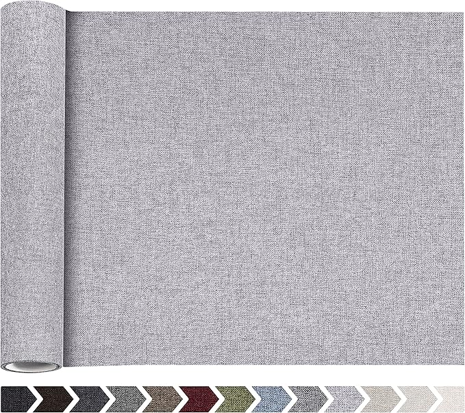 KING MOUNTAIN Fine Linen Repair Patches, Self-Adhesive Linen Fabric Patches, 12X40 inch Extra Size, Multi Color, Can be Used for Linen Sofa Repair (12" x 40", Light Grey 3.0)