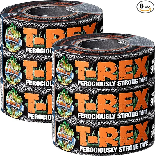 T-Rex Tape Heavy Duty Duct Tape with UV Resistant & Waterproof Backing for Ferociously Strong Repairs, 1.88" x 30 yd, Gunmetal Gray, 6 Rolls