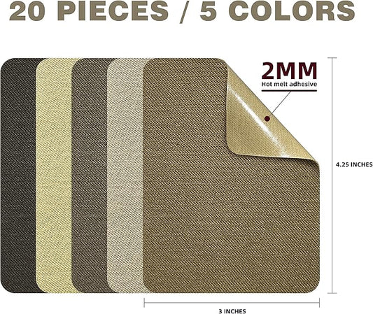 KING MOUNTAIN Iron-on Repair Patch 20 Pcs Pack,3" x4-1/4 100% Cotton Iron-on Repair Patch, 5 Shades of Clothing Repair and Decoration Kit (Five Browns)