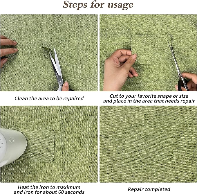 King Mountain Premium Linen Fabric Iron-on Repair Patch, Inside&Outside Fabric Repair Patch, 3"x60" with Backing Glue Linen Repair Decorative Patch kit (Linen-3"x60", Red)